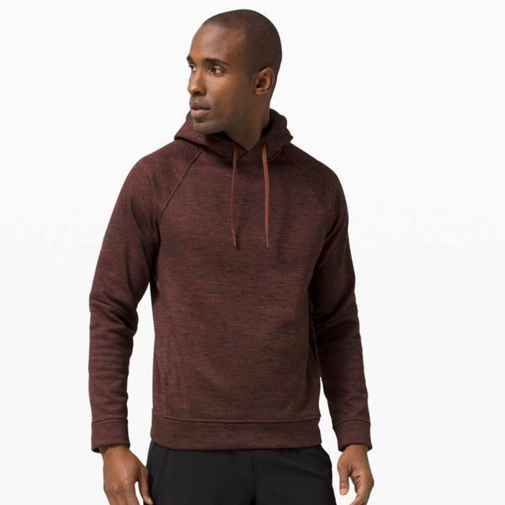 Lululemon Men's City Sweat Pullover Hoodie Fleece - Dark Red / Black